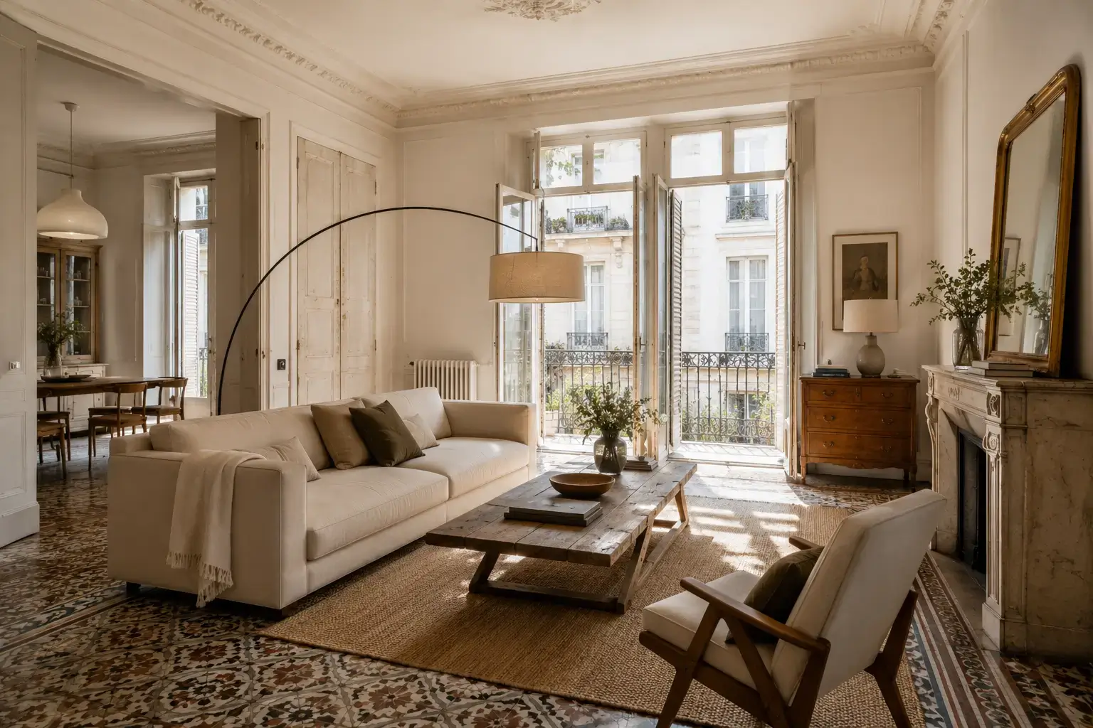 cómo combinar muebles modernos en una casa antigua